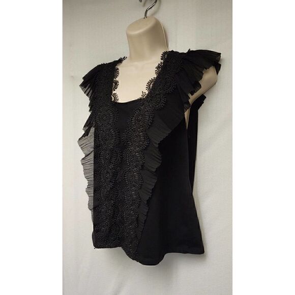 Marc New York Squre Neck Lace Ruffle Blouse Color Black Size M - Picture 4 of 8